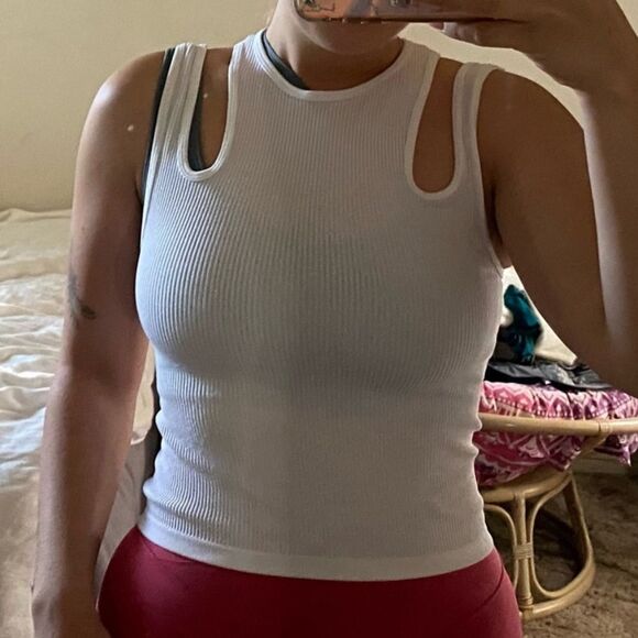 Zara two shoulder double strap white tank top - Picture 1 of 10